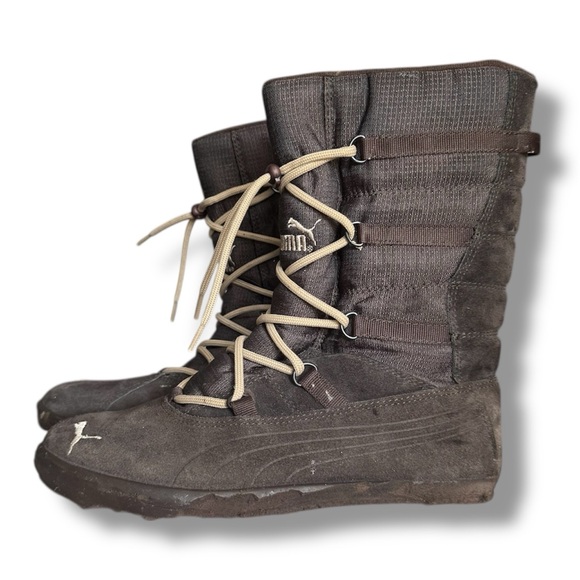 Puma Vintage Brown Suede Leather Lace Up Mid Calve Boots RARE - Picture 1 of 4